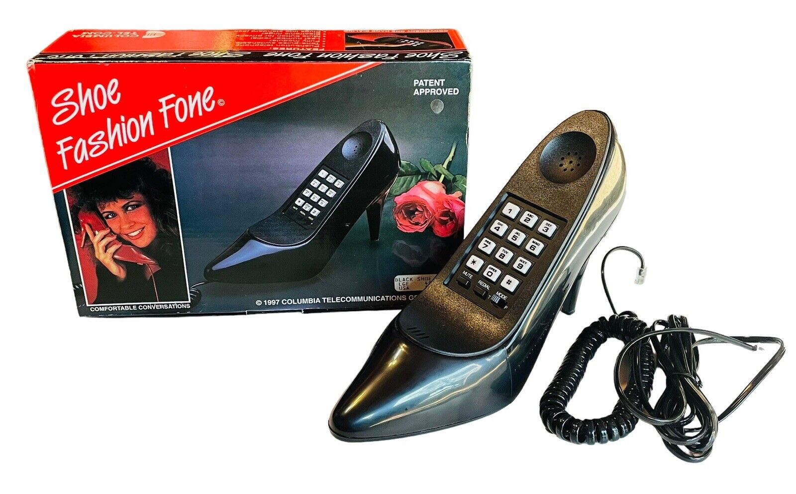 Retro 1987 Columbia Telecom Fashion Phone High Heel Shoe Telephone Black W/ Box