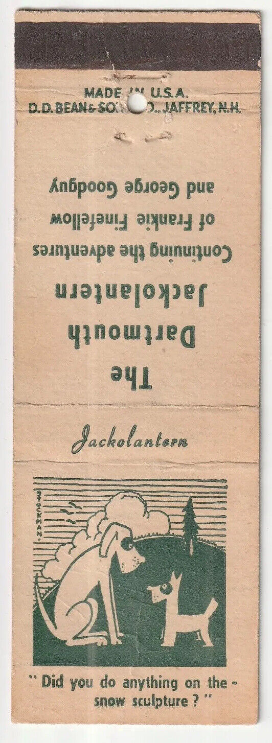 c1950s The Jack O Lantern Humor Magazine Dartmouth College Hanover NH Matchbook