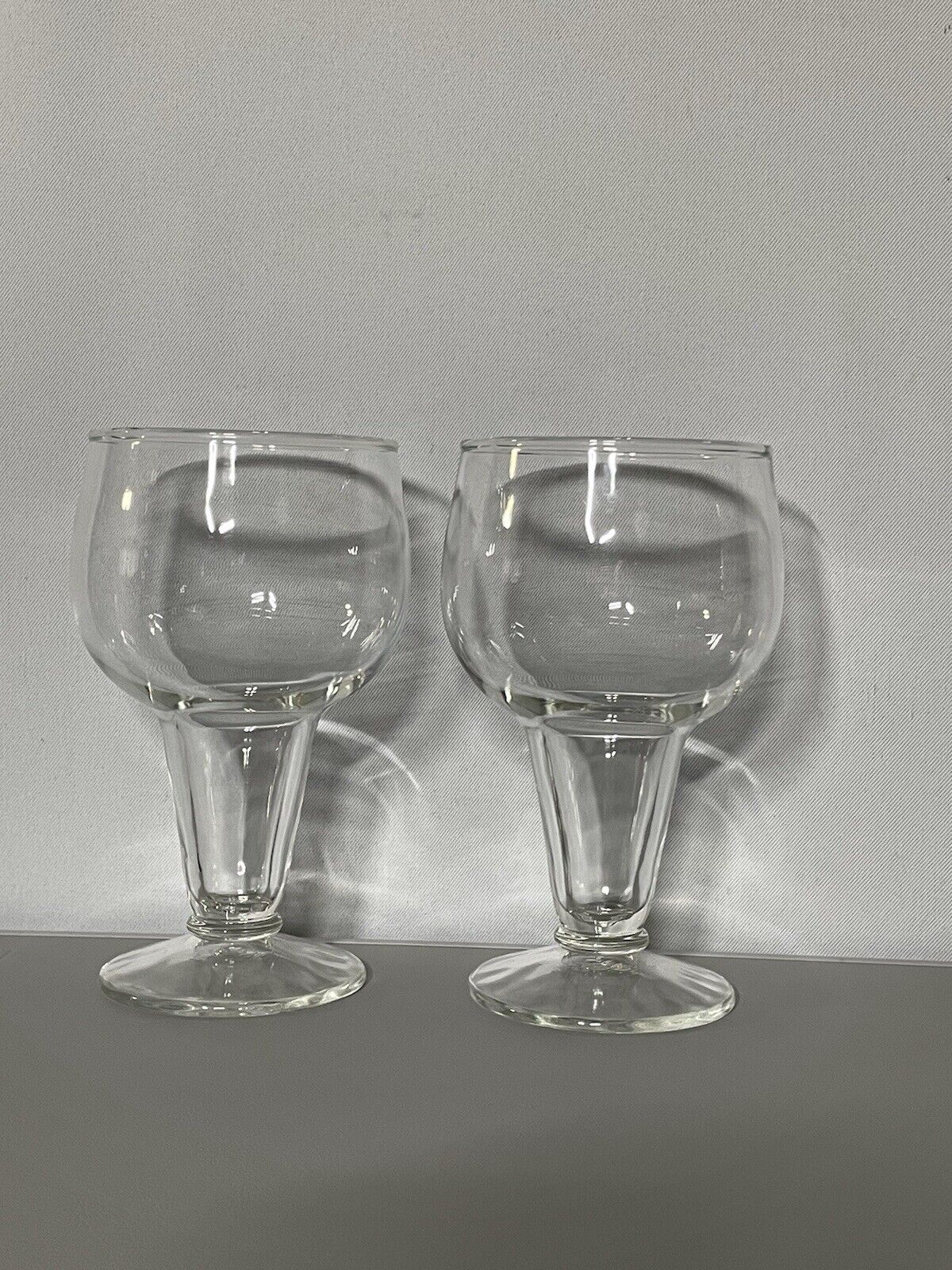 Set Of 2 Vintage Hollow Stem Beer Glasses. Mid Century Retro/ Barware 16oz Preo