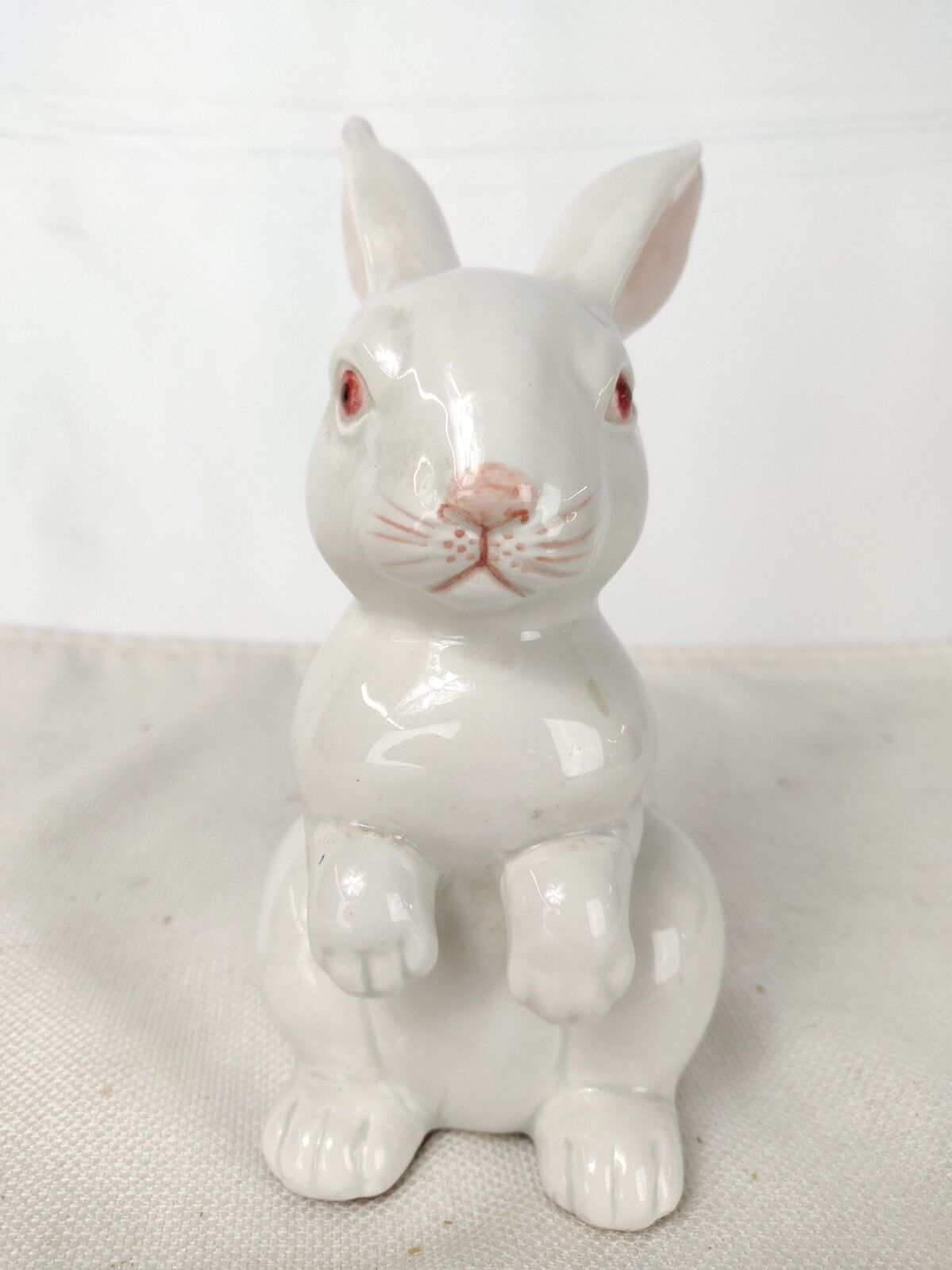 Fitz and Floyd Albino Bunny Rabbit Ceramic Figure 7-1/2” tall