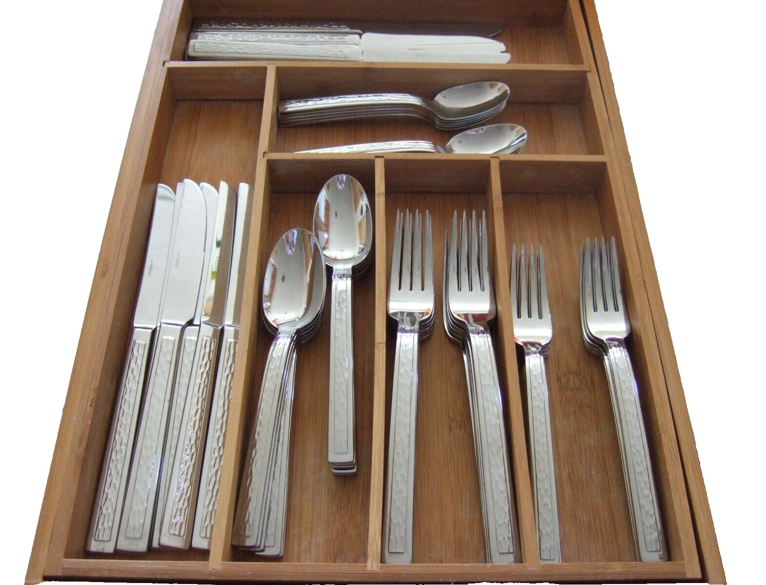 RARE 60 Pc SET COMPLETE SVC FOR 12 ONEIDA OHS504 STAINLESS TEXTURED FLATWARE