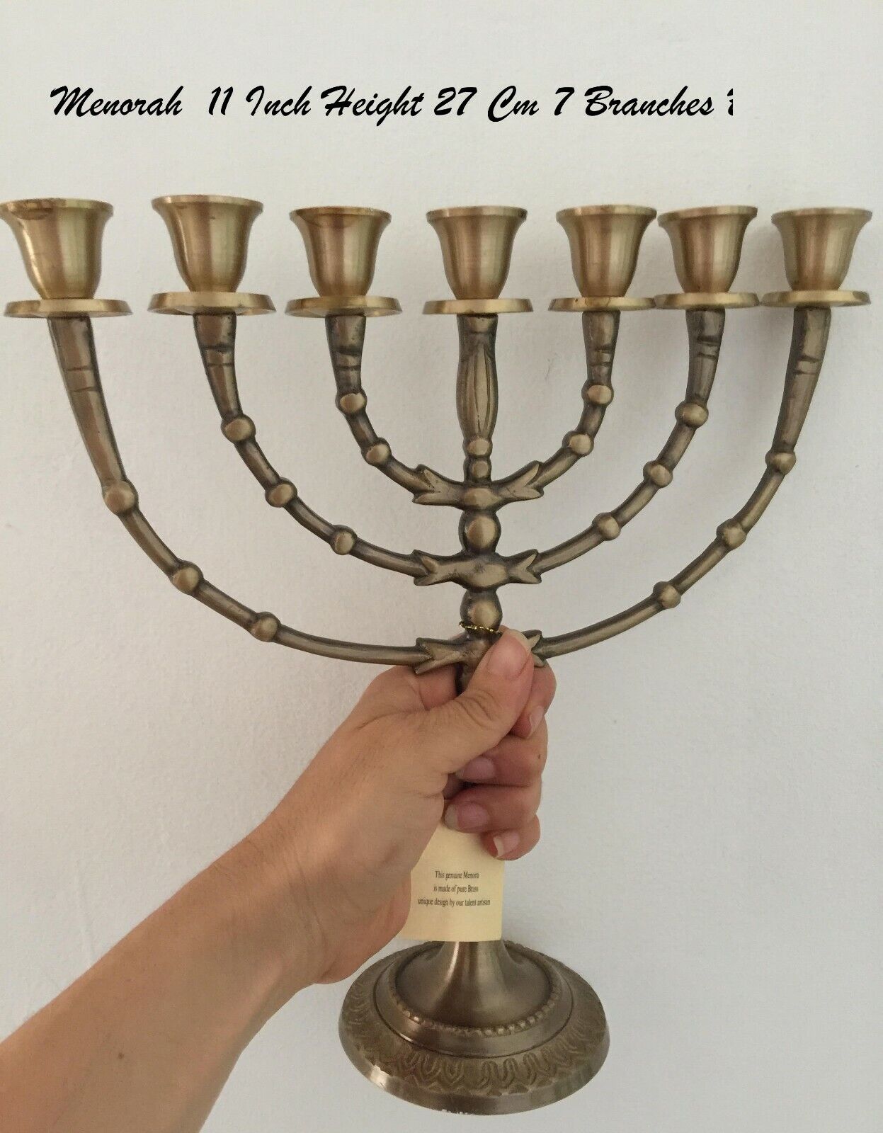 Amazing Classic Gold Plated Jewish Menorah 7 Branches 11\