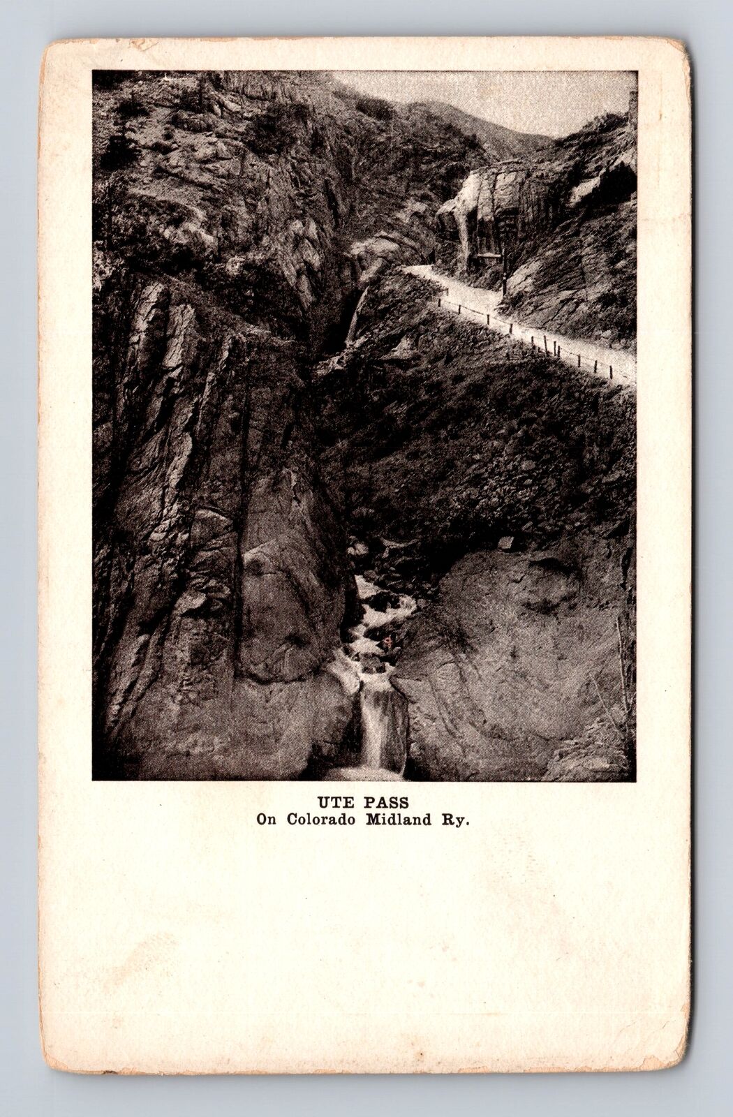 Ute Pass CO-Colorado, Ute Pass, Colorado Midland RY, Antique Vintage Postcard
