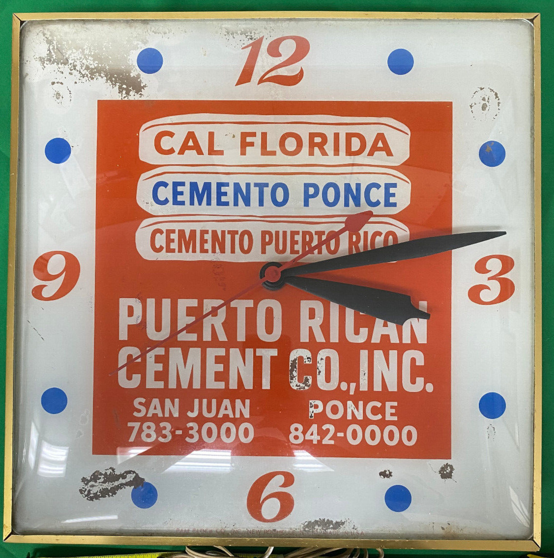 Puerto Rico, Vintage, CAL FLORIDA / CEMENTO PONCE, Wall Clock, 16