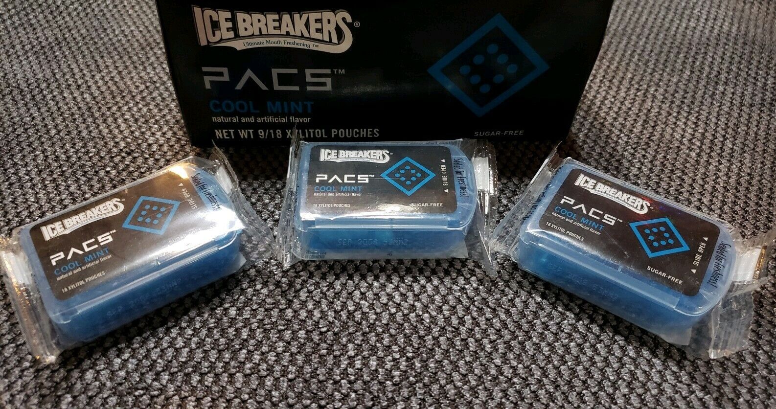 ICE BREAKERS PACS Cool Mint Flavor ☆3 Sealed Packs☆Expired, Discontinued & Rare☆