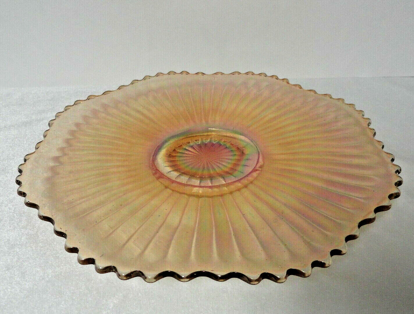 VINTAGE IMPERIAL SMOOTH RAYS MARIGOLD CARNIVAL GLASS 9 1/4\