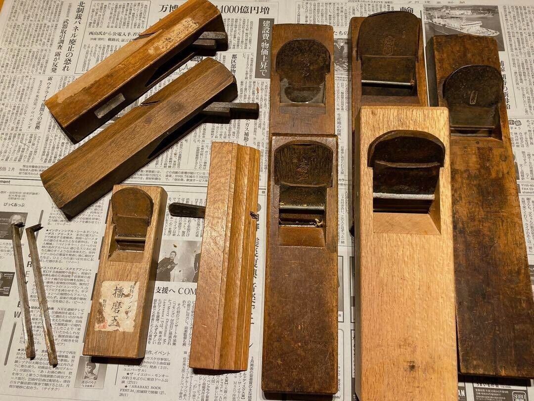 Kanna Hand Plane Japanese Vintage carpenter tool set of 9 japan
