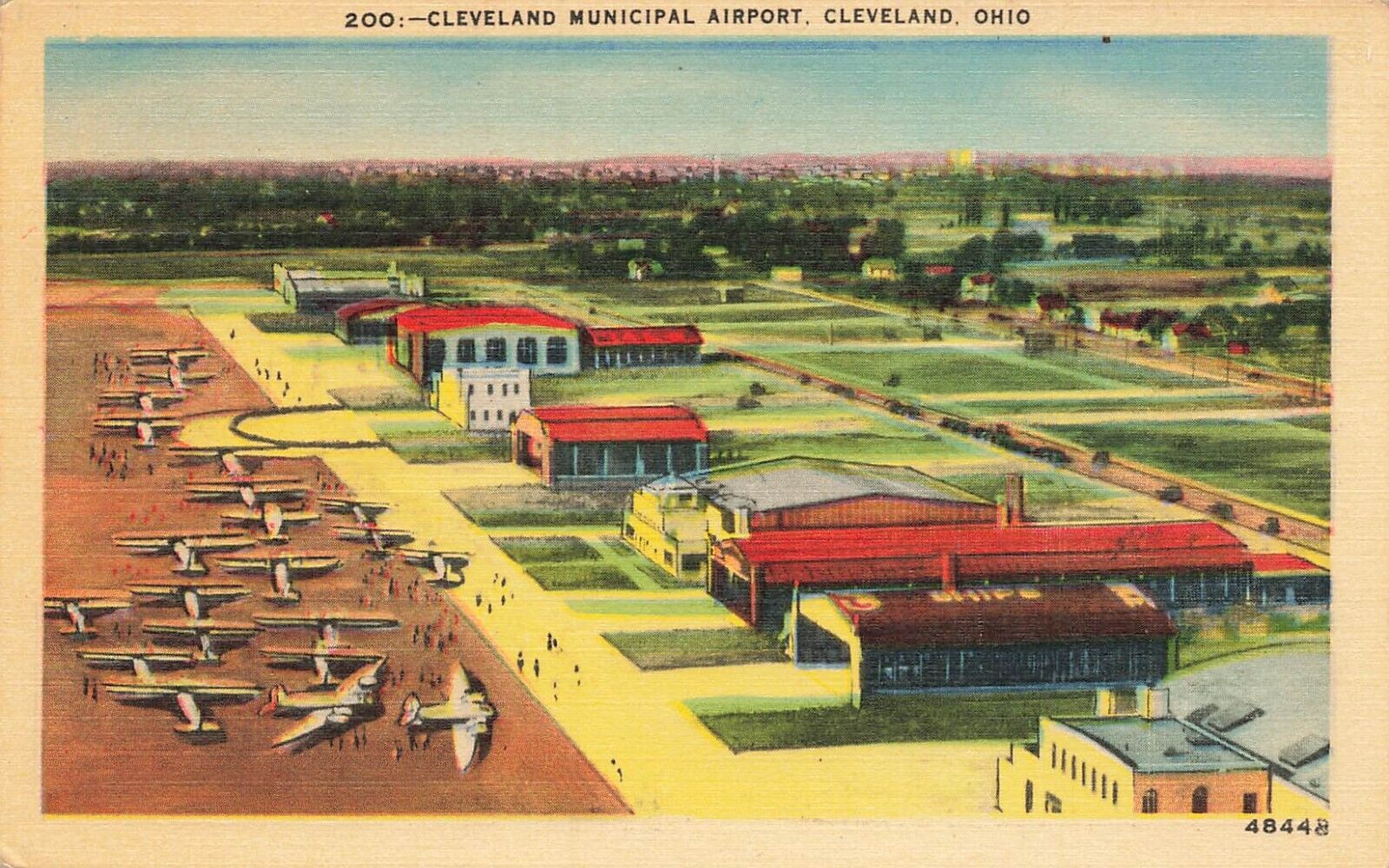 LP51 Cleveland Ohio Municipal Airport Linen Postcard