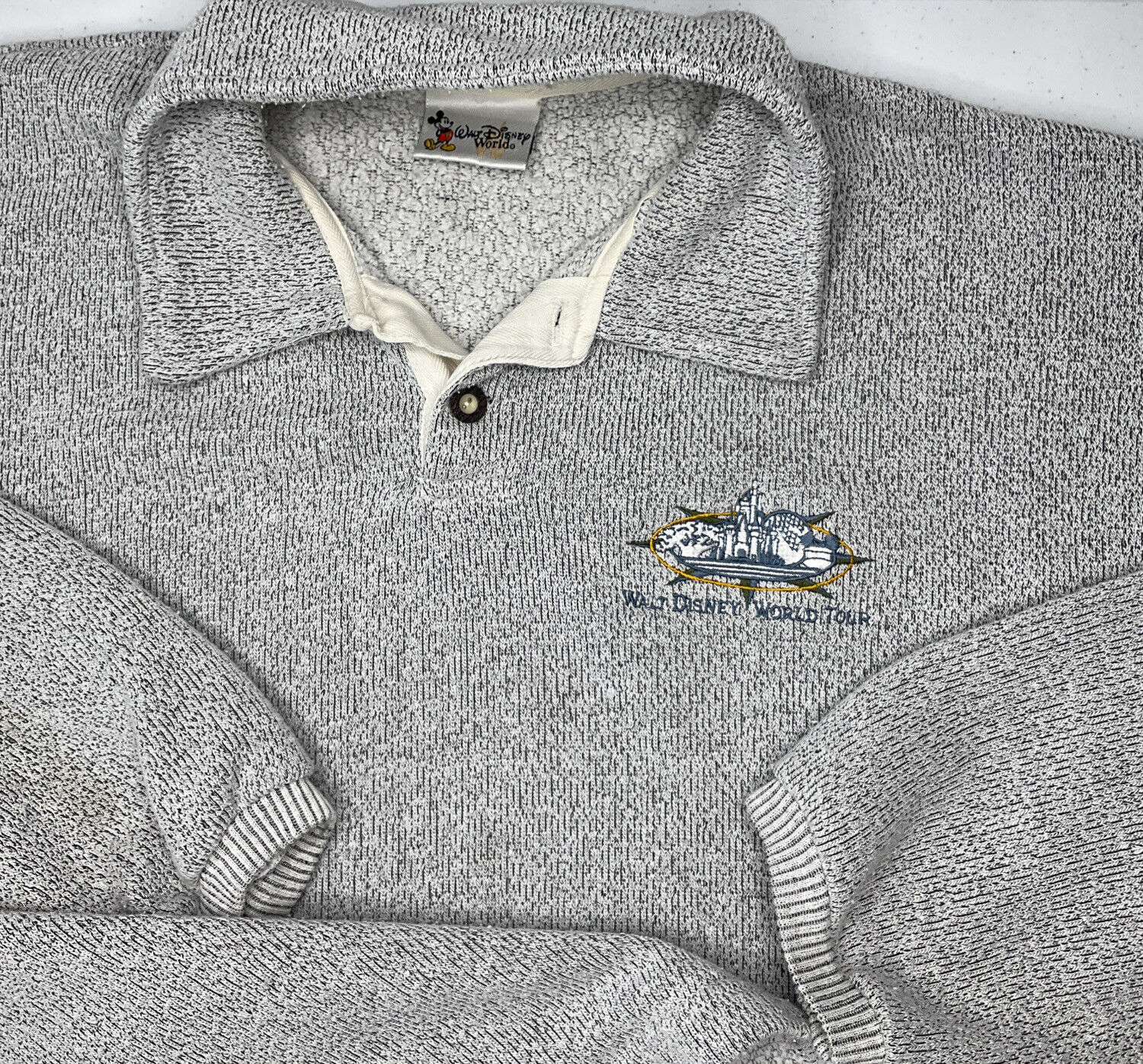 Vintage Walt Disney World Tour Sweater Sweatshirt Pullover 90s Embroidered Sz L