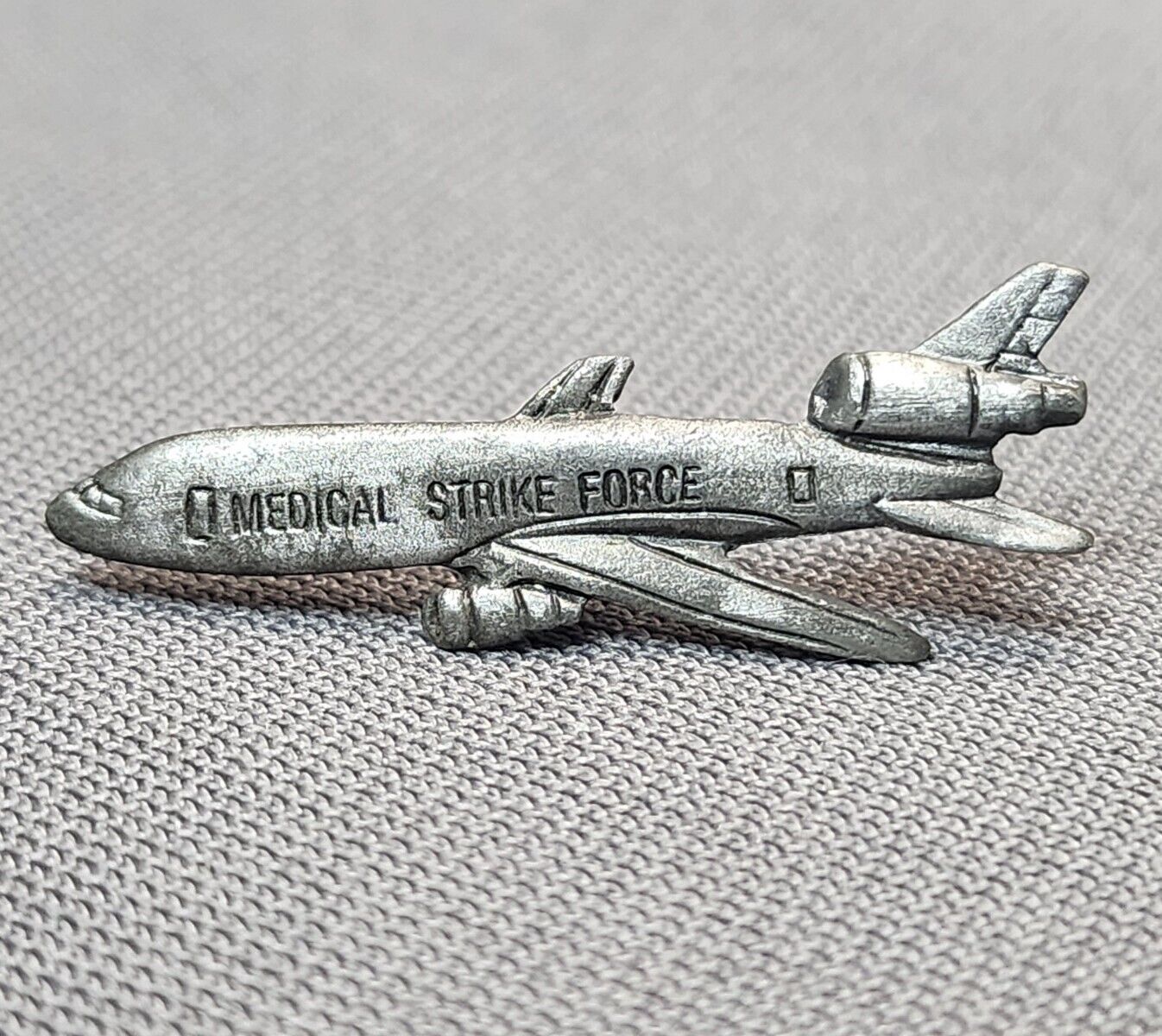 Vintage McDonnell Douglas DC-10 Medical Strike Force Aircraft Pewter Lapel Pin