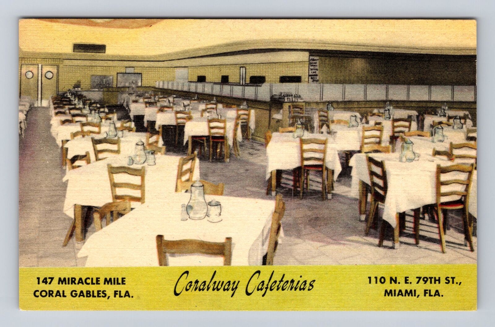 Miami FL-Florida, Coralway Cafeterias Advertising, Antique, Vintage Postcard