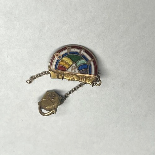 Vintage BFCL Rainbow Girl Pin GF Top With Pot Of Gold Masonic Lapel Badge