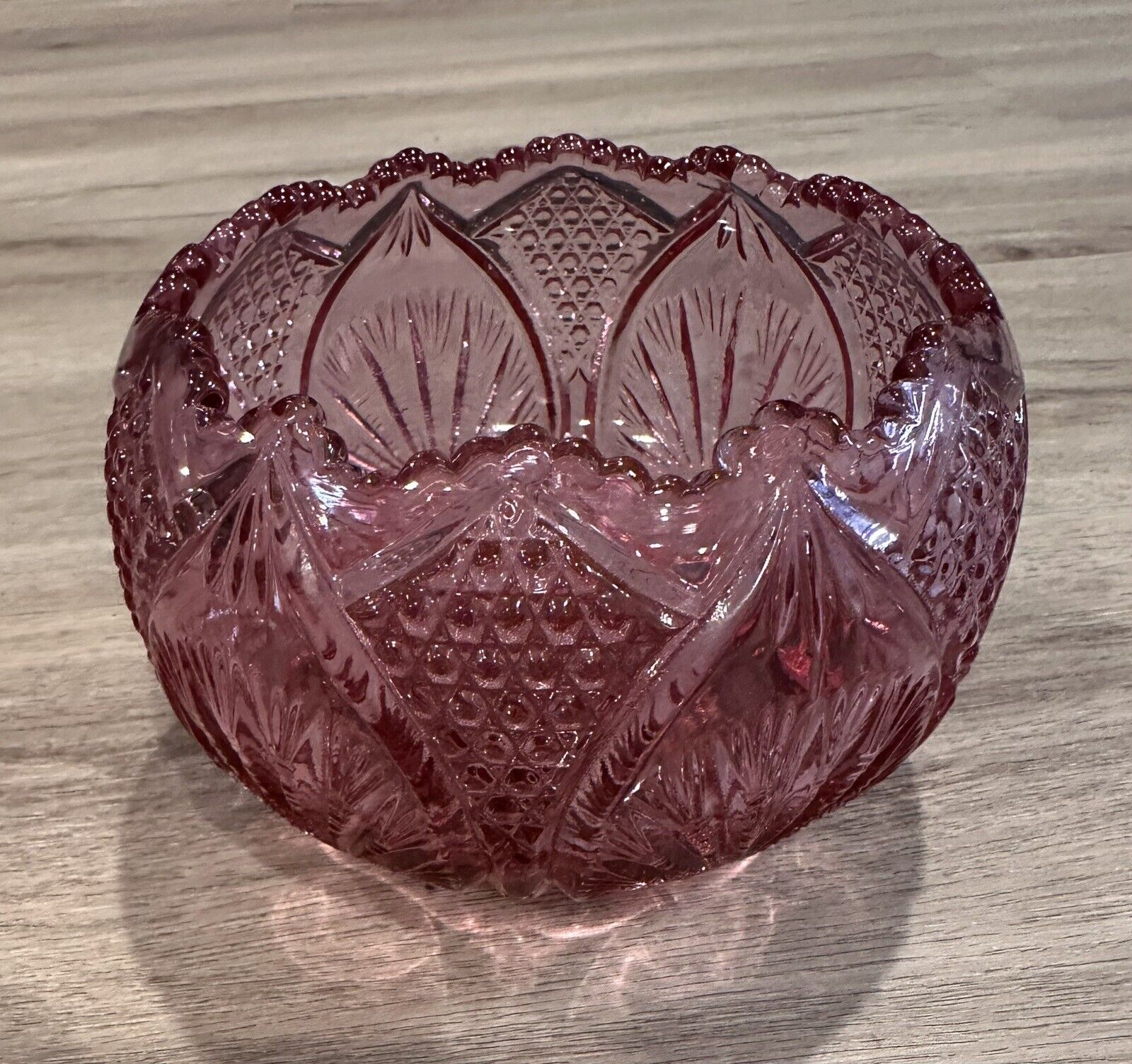 *Lovely, Heavy* Fenton Glass - Dusty Rose Pink - Candle Potpourri Rose Bowl