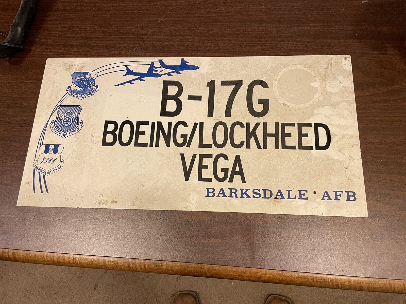 Original B-17 G B-17G Boeing Lockheed Vega Sign From Barksdale Air Force Base