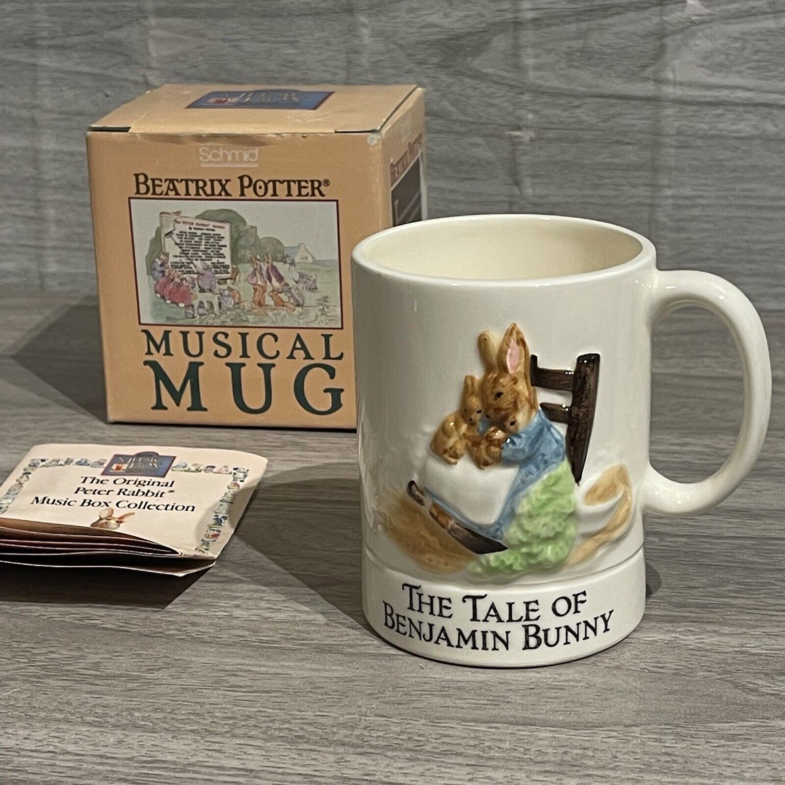 Beatrix Potter Peter Rabbit Musical Mug Vintage 80s Benjamin Bunny Box Schmid
