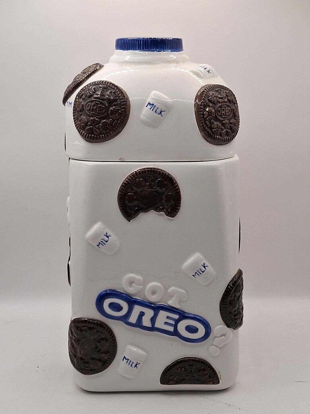 Vintage Oreo Cookie Ceramic Milk Jug Shaped Cookie Jar