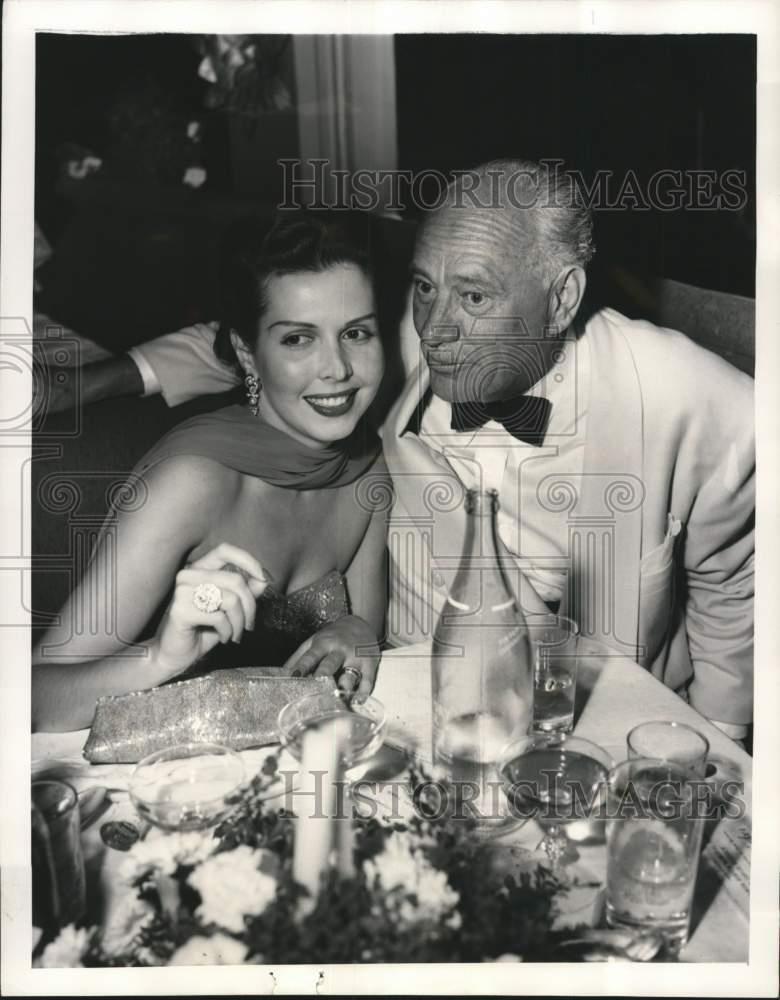 1951 Press Photo Actress Ann Miller & Conrad Hilton at Hollywood Dinner Party