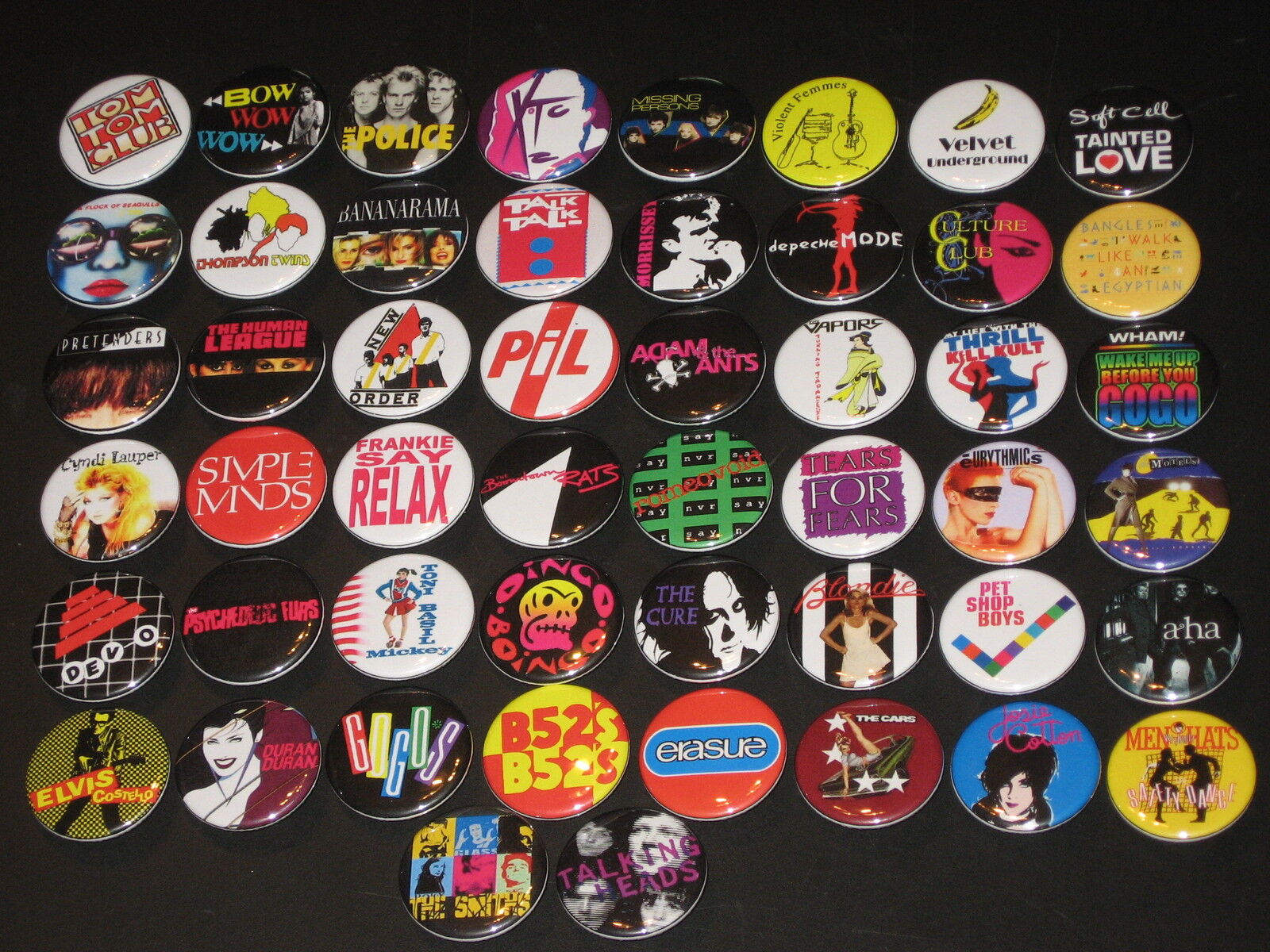 Assorted 80's New Wave Buttons /  Pins 50