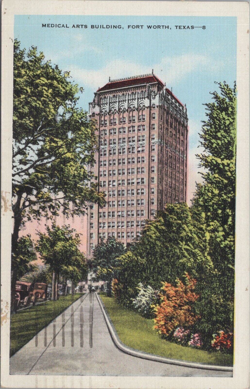 c1930s Medical Arts Building Fort Worth Texas autos postcard D595
