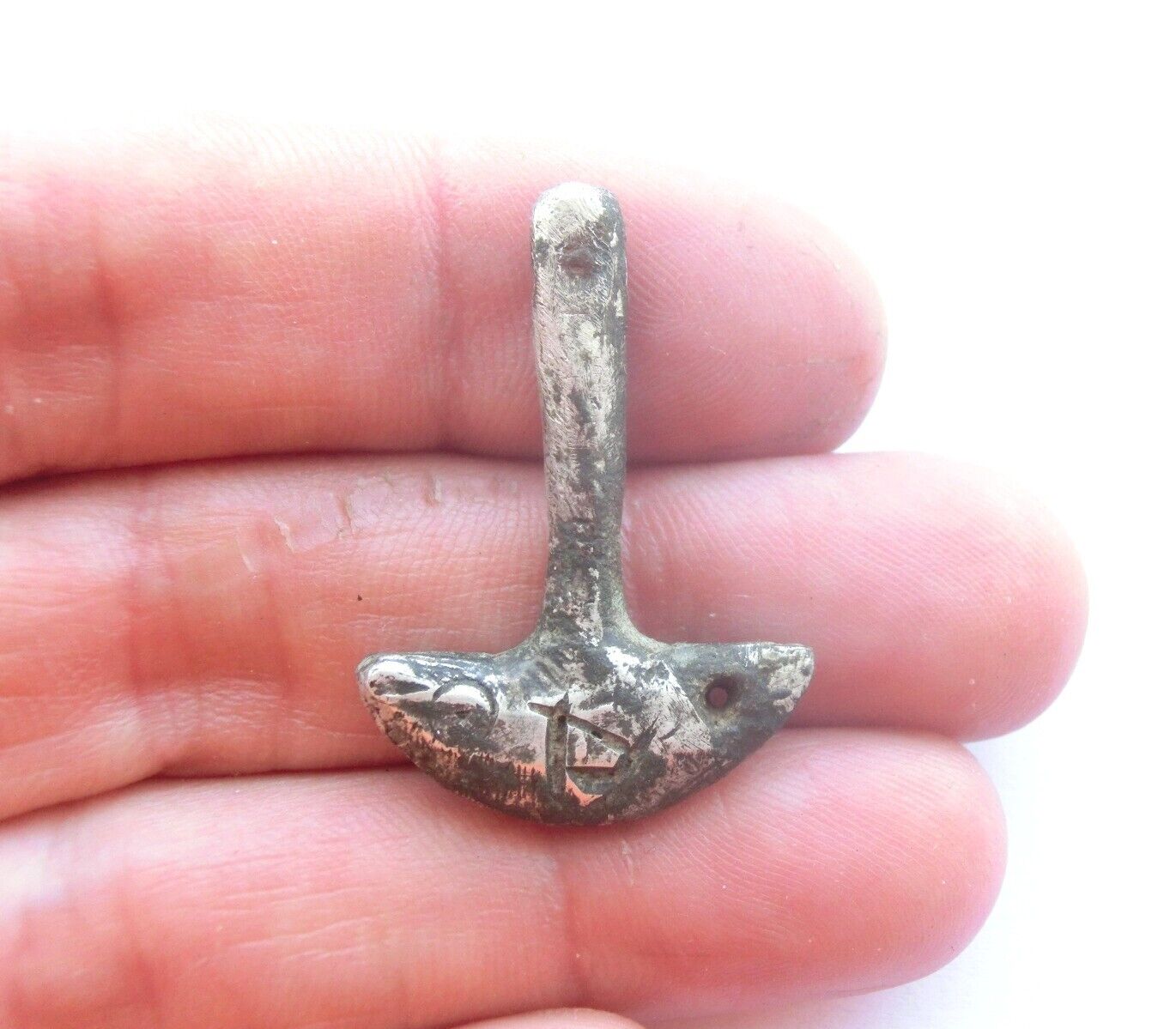 💥 WEARABLE ancient VIKING decorated silver THOR\'S HAMMER amulet - viking relic