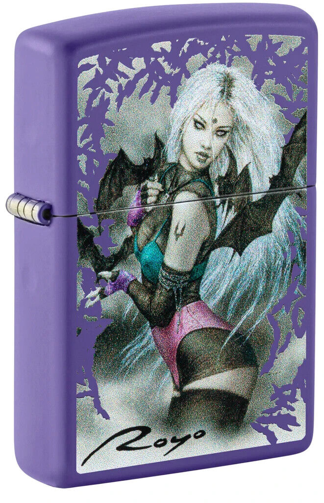 Zippo 48963, Luis Royo Malefic Art Design, Purple Matte Finish Lighter, NEW