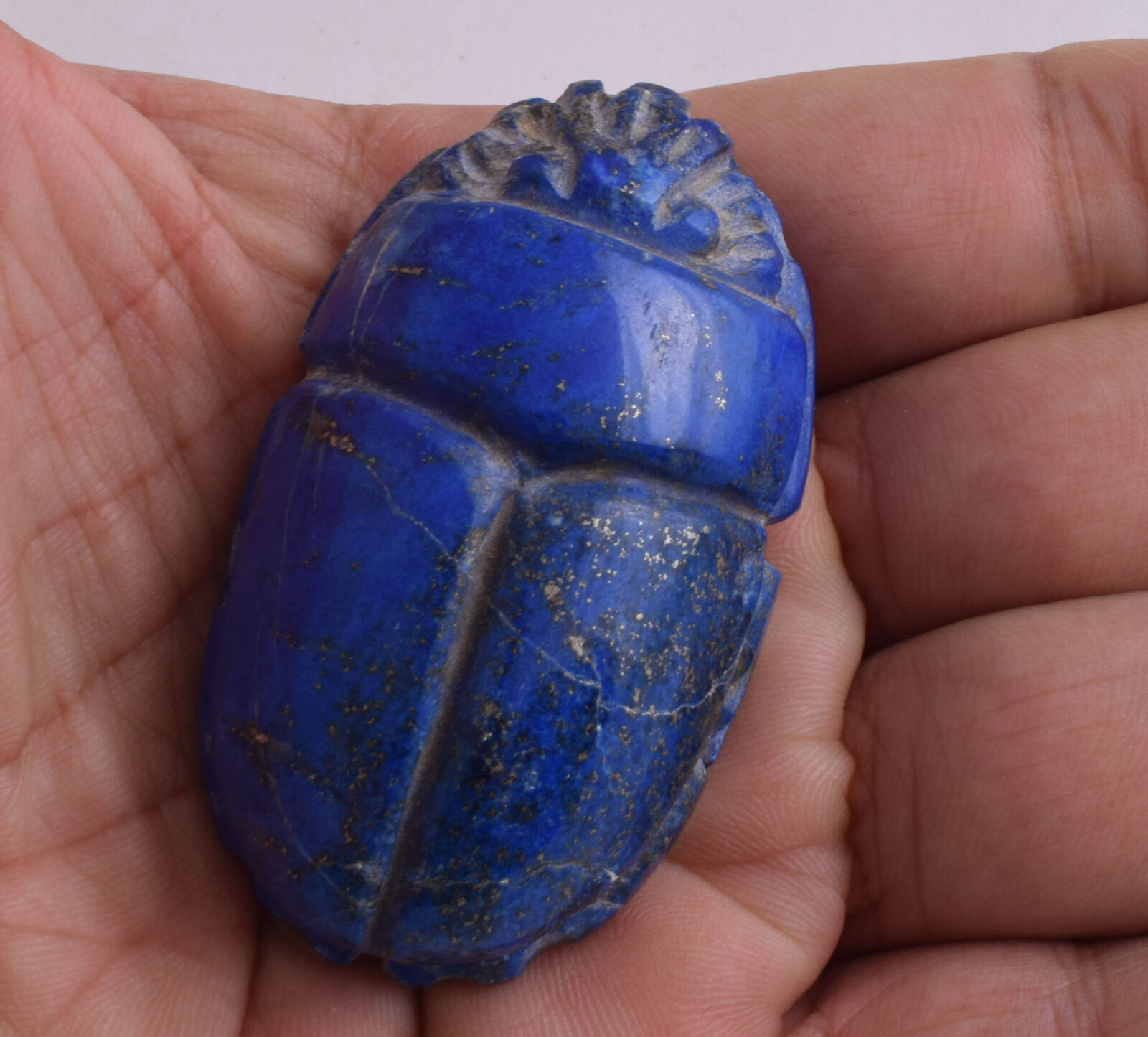 Egyptian Scarab-Carved Egyptian Lapis Lazuli Scarab- 2.5\