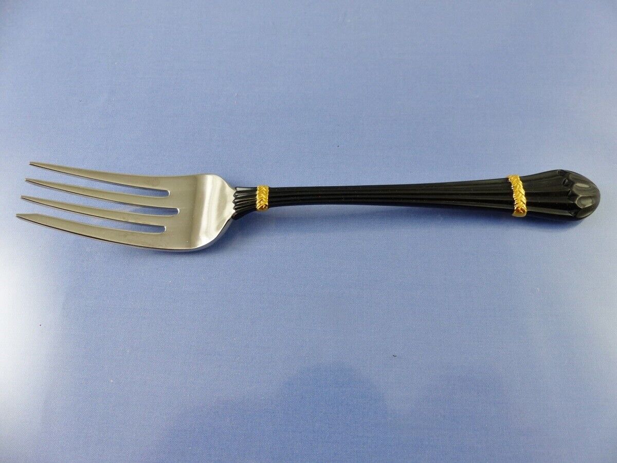 CAROUSELLE BLACK Gold Accent SALAD FORK BY YAMAZAKI PATRICK STAINLESS 