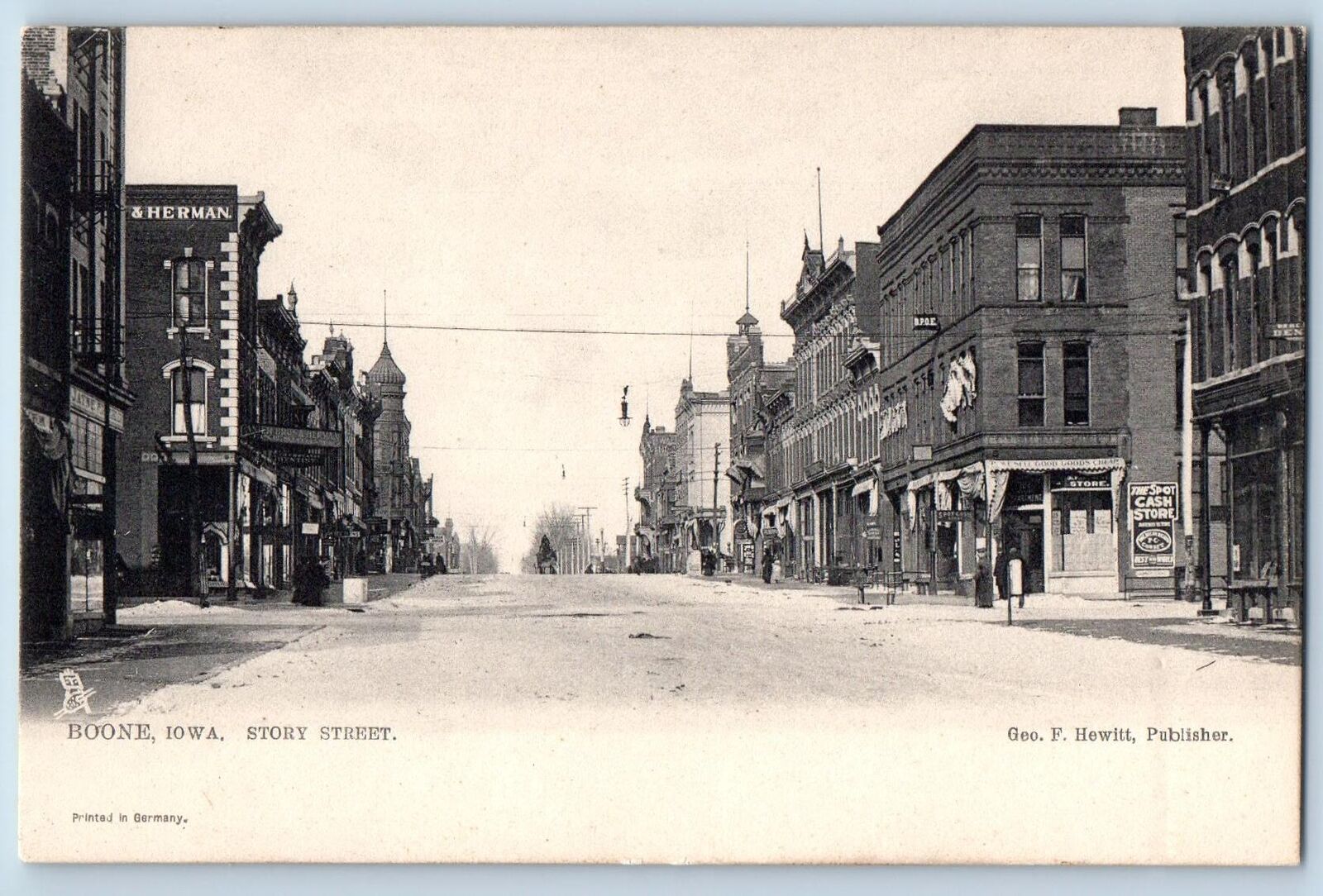 Boone Iowa IA Postcard Story Street Business Section Scenic View c1905s Antique