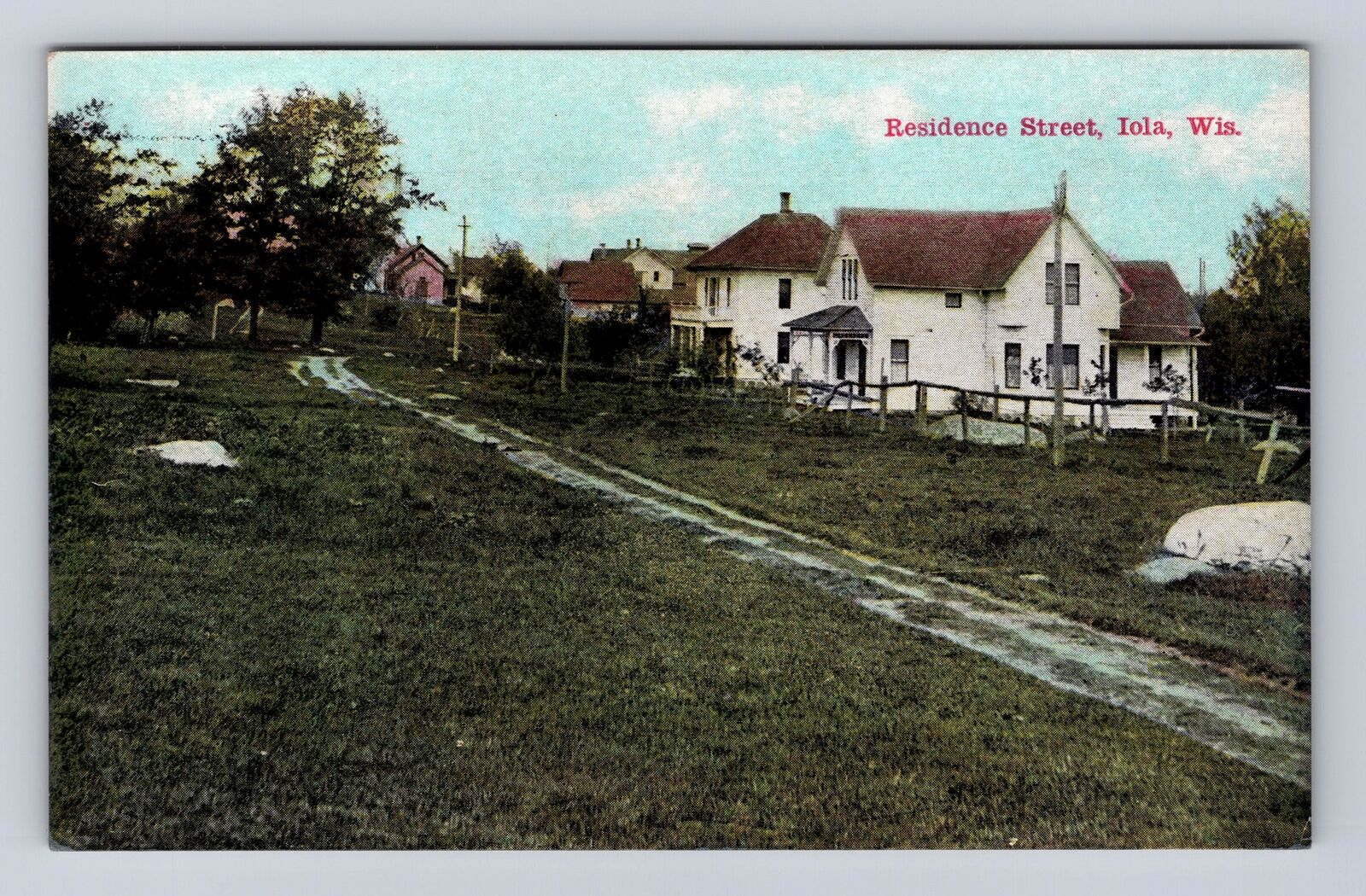 Iola WI-Wisconsin, Residence Street, Antique, Vintage Postcard