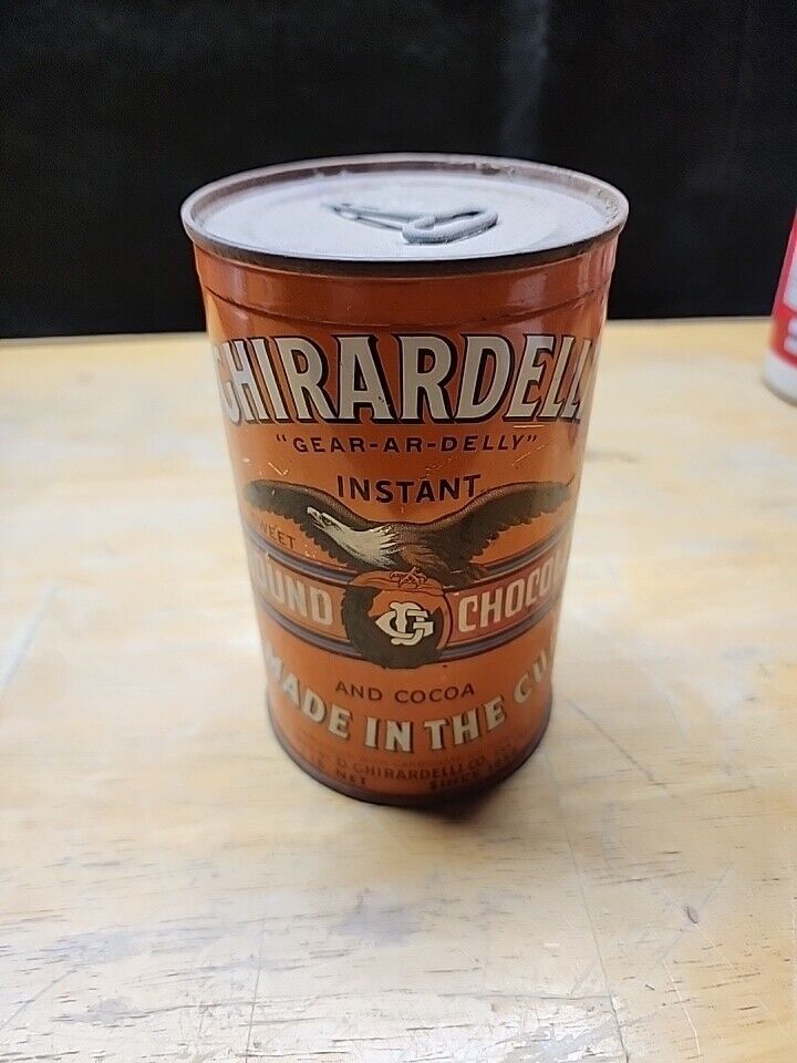 Vintage Ghirardelli Ground Chocolate Cocoa Tin 1/2Lb Size