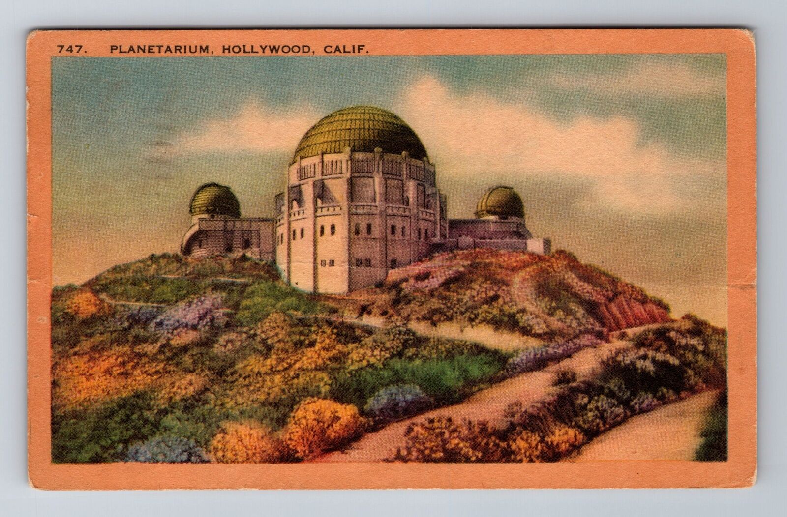 Hollywood CA-California Griffith Observatory Planetarium, Vintage c1947 Postcard