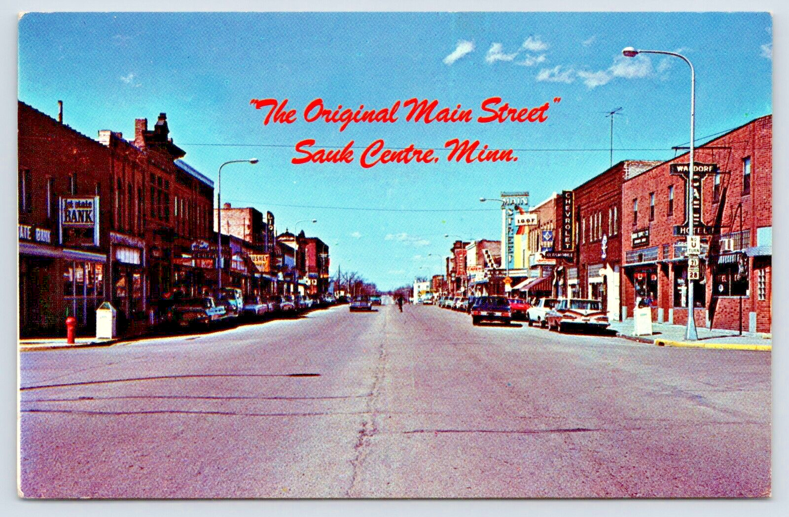 Postcard Main Street Sauk Centre Minnesota Sinclair Lewis Birthplace A10