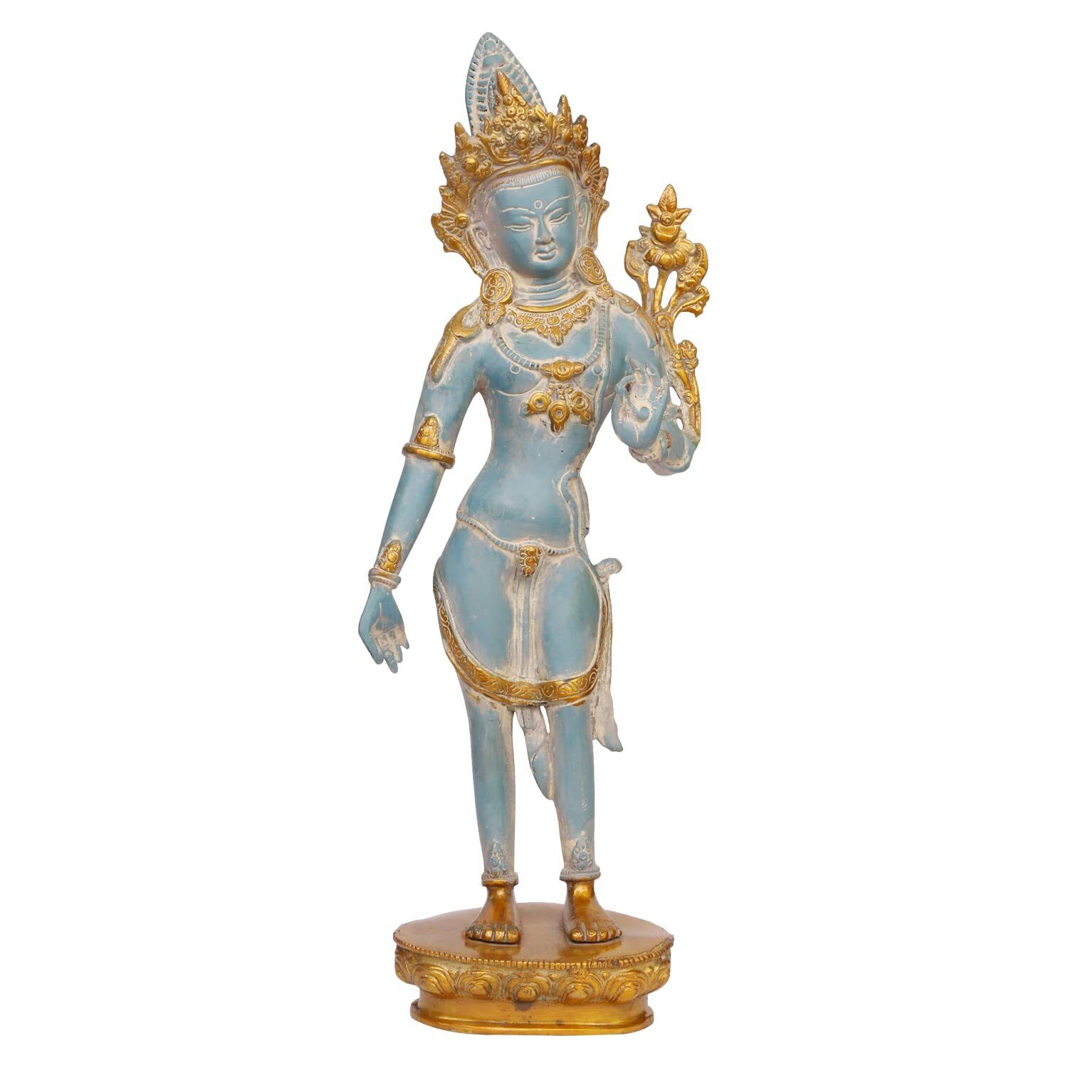 Buddhism Goddess Tara Devi Brass Idol Tibetan Buddhist Deity Statue 17 Inch