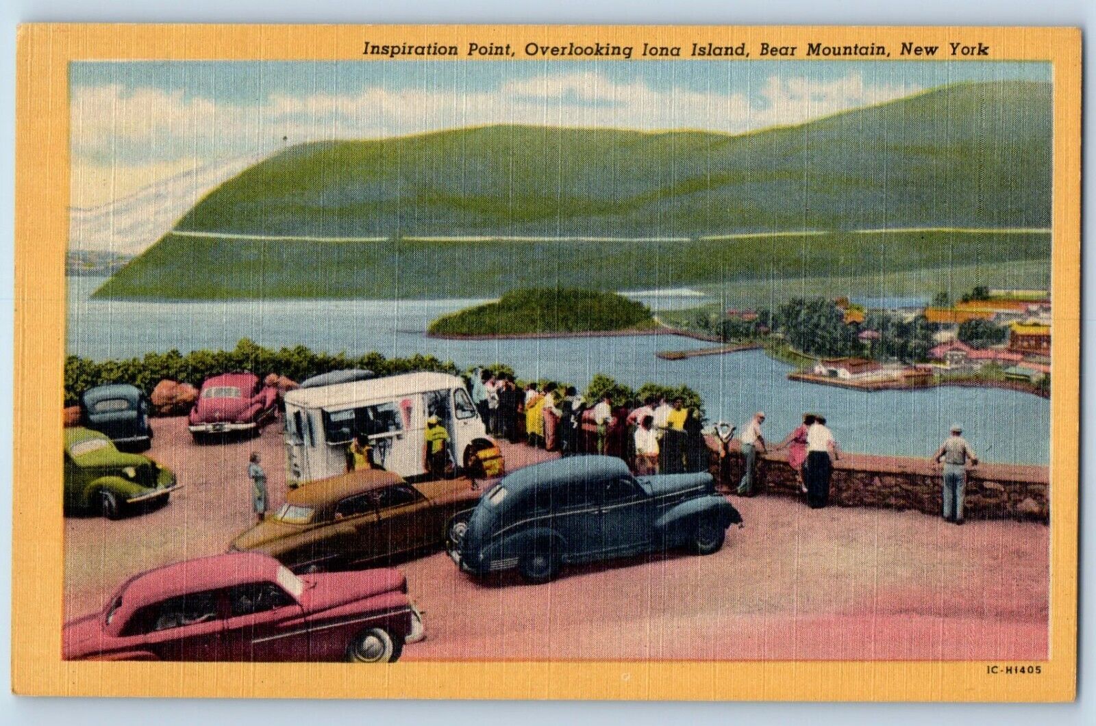 Bear Mountain New York NY Postcard Inspiration Point Iona Island c1940 Vintage