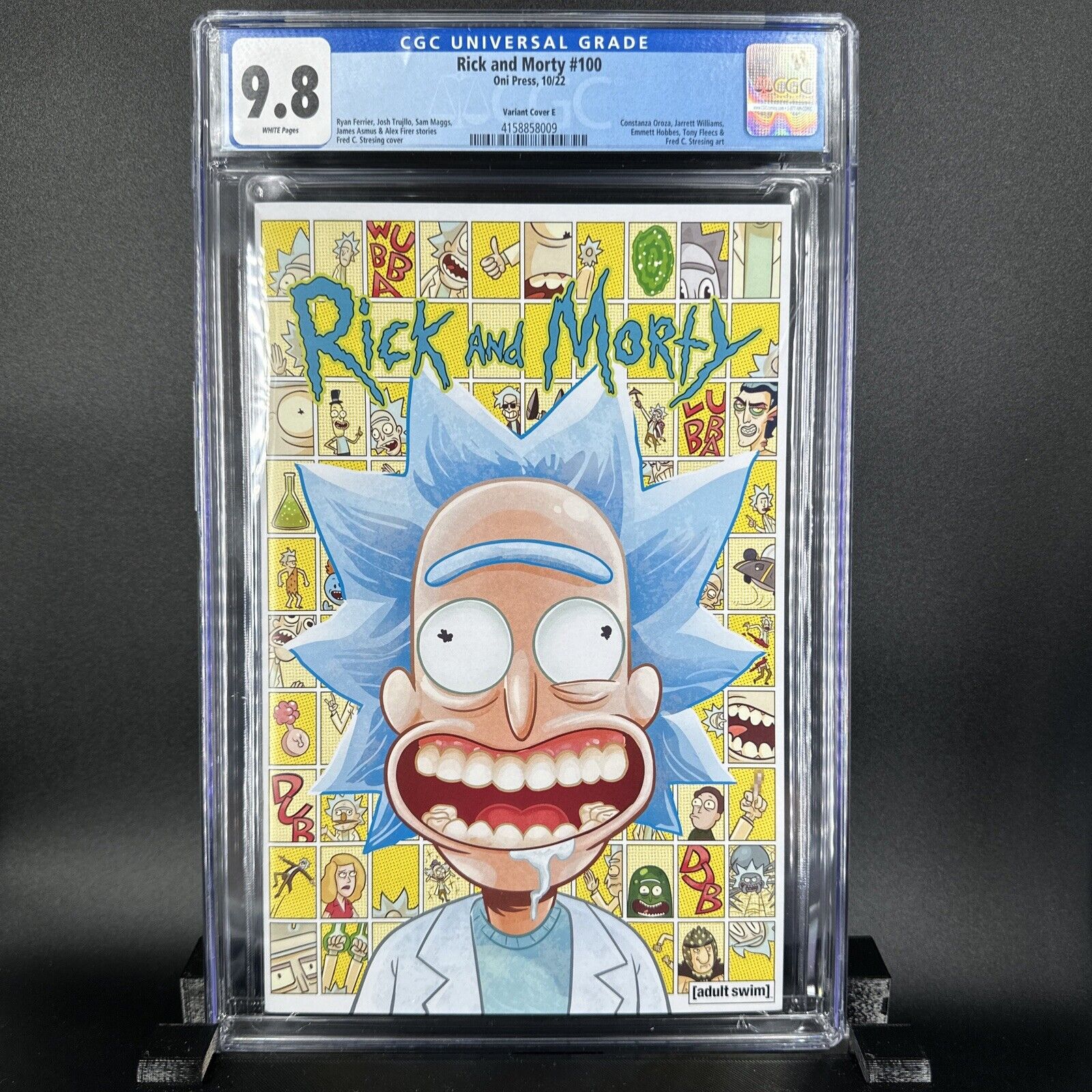 Rick and Morty #100 Set E & F CGC 9.8 (FRED C STRESING VARIANT) Both Slabs