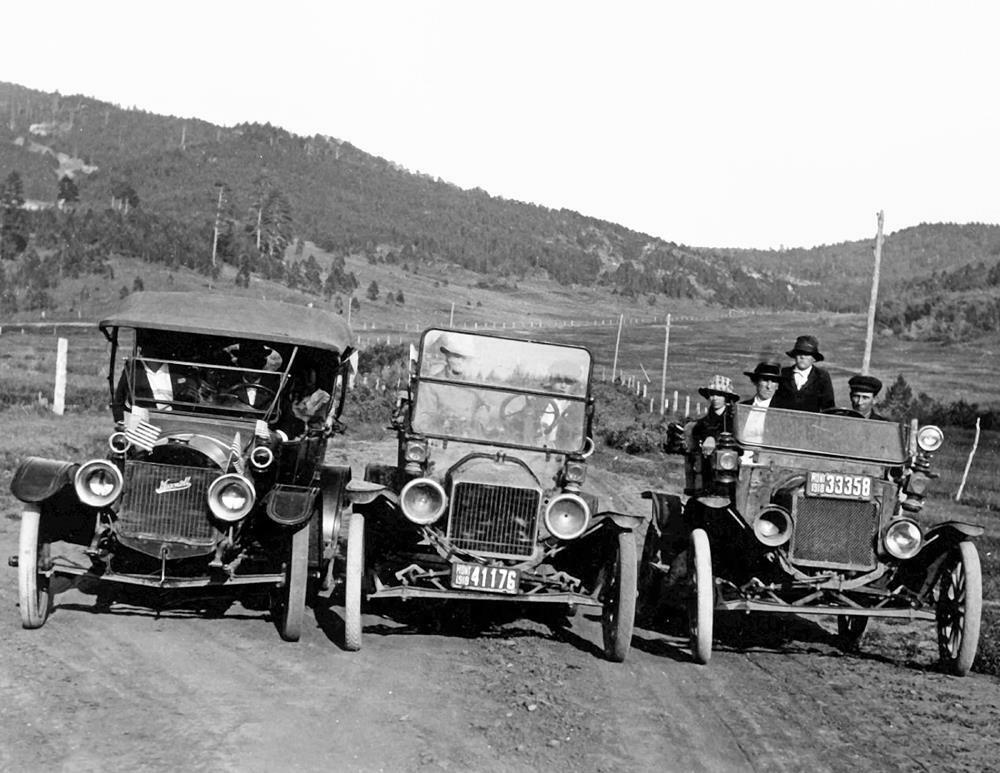 1918 Three Automobiles, Lewistown, Montana Vintage Photo 8.5\