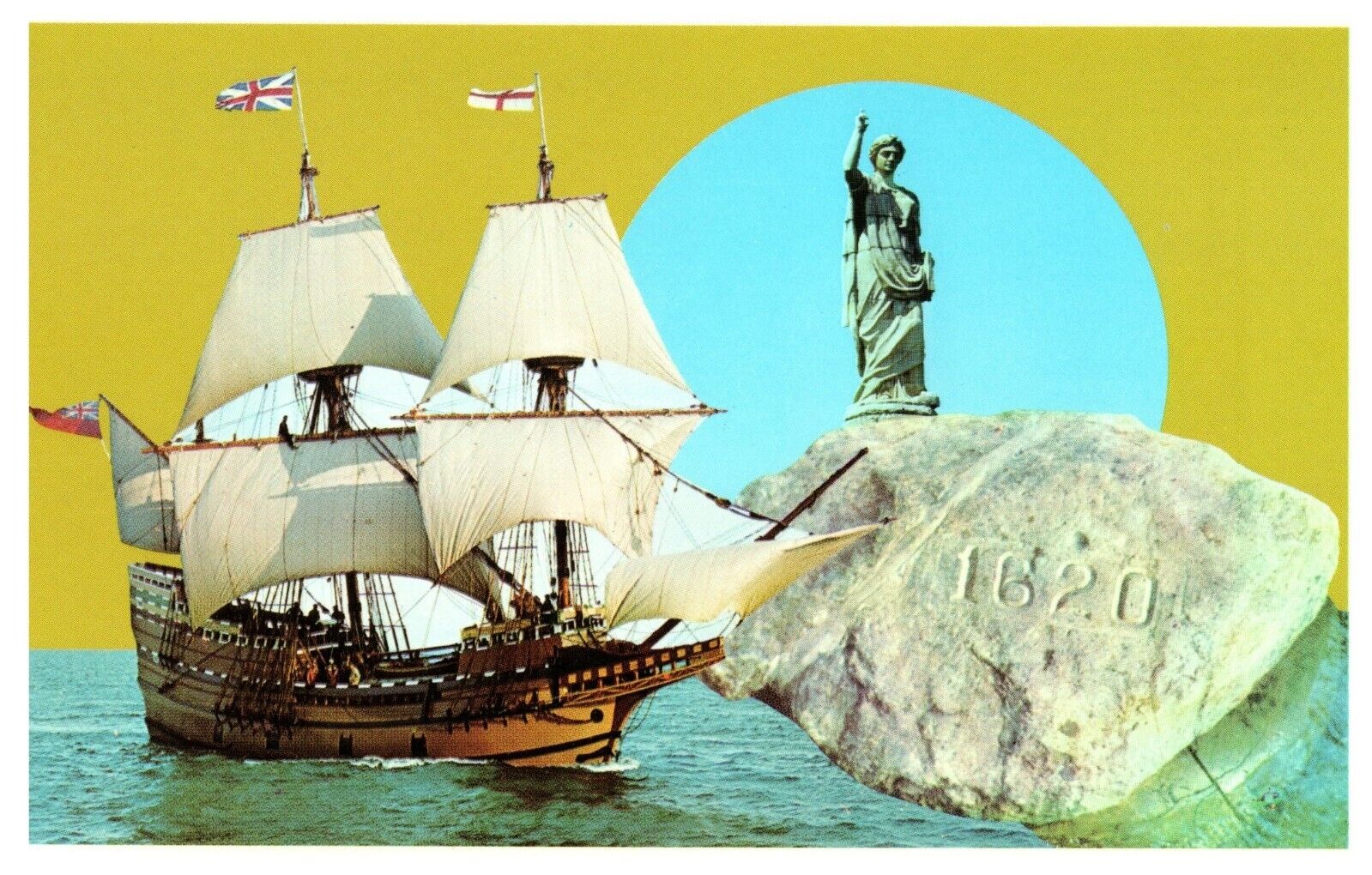 Historic Plymouth Massachusetts Vintage Postcard Mayflower Plymouth R. 