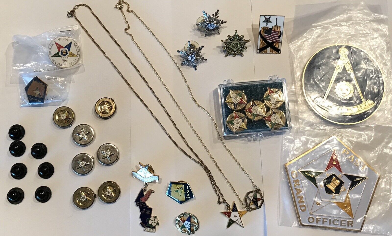 Vintage Masonic Pins Stickers & Jewelry Lot