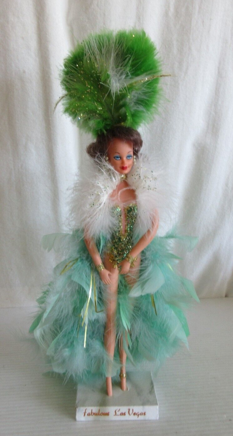 1979 FIONA ORIGINAL LAS VEGAS SHOWGIRL WITH GREEN FEATHERS