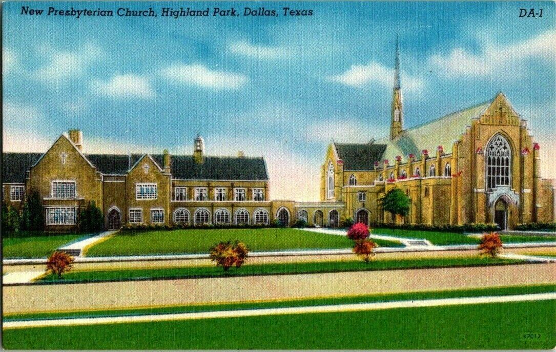 1940'S. NEW PRES. CHURCH. HIGHLAND PARK. DALLAS TEXAS POSTCARD r10