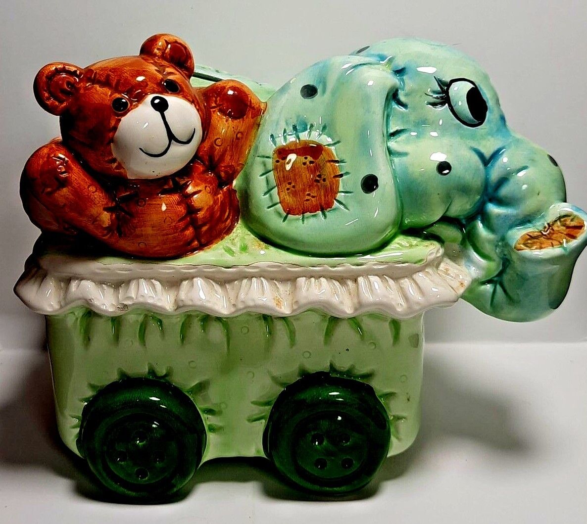 Ceramic piggy bank, Elephant and bear  Unmarked