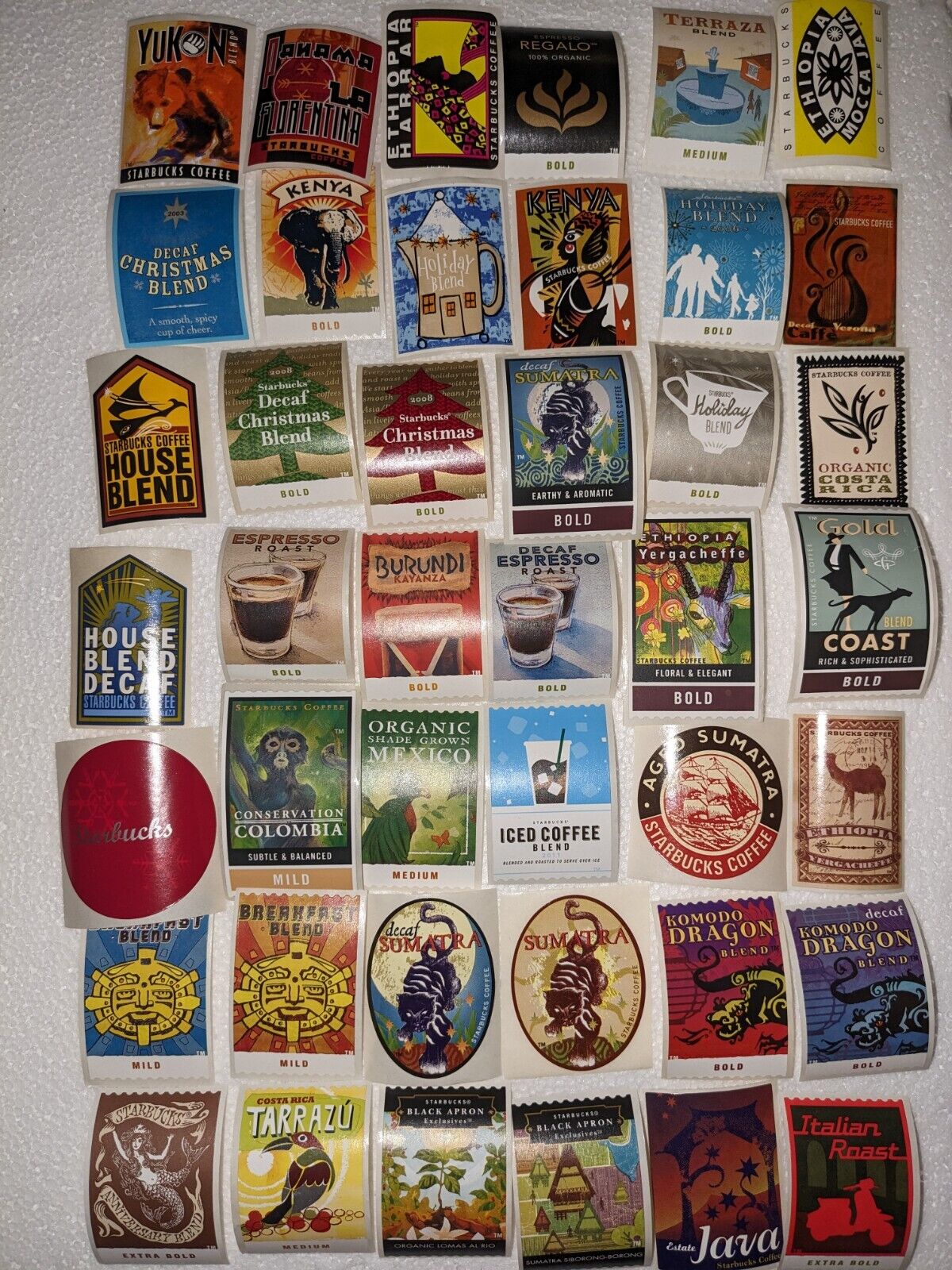 Lot Of 42 Starbucks Vintage Coffee Stamps Stickers
