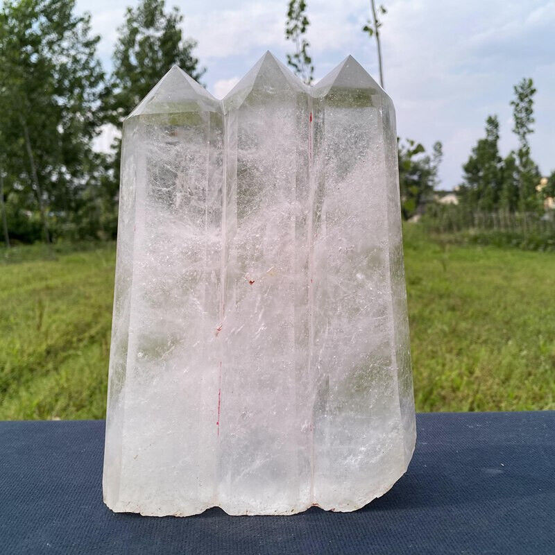 6.82LB A++ Natural White Quartz Carved Crystal Tower Wand Reiki Healing.
