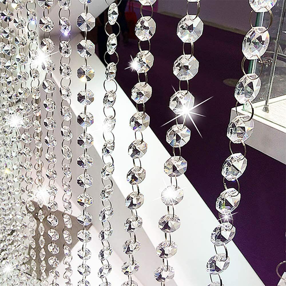 30FT Acrylic Crystal Beads 14mm Chandelier Garland Hanging Wedding Curtain Decor