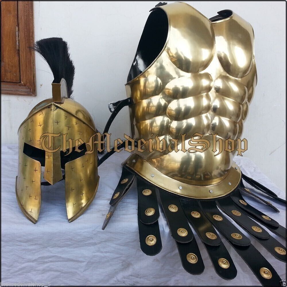 300 Medieval MUSCLE ARMOR AND ROMAN SPARTAN HELMET,KING  COSTUMES ARMOR