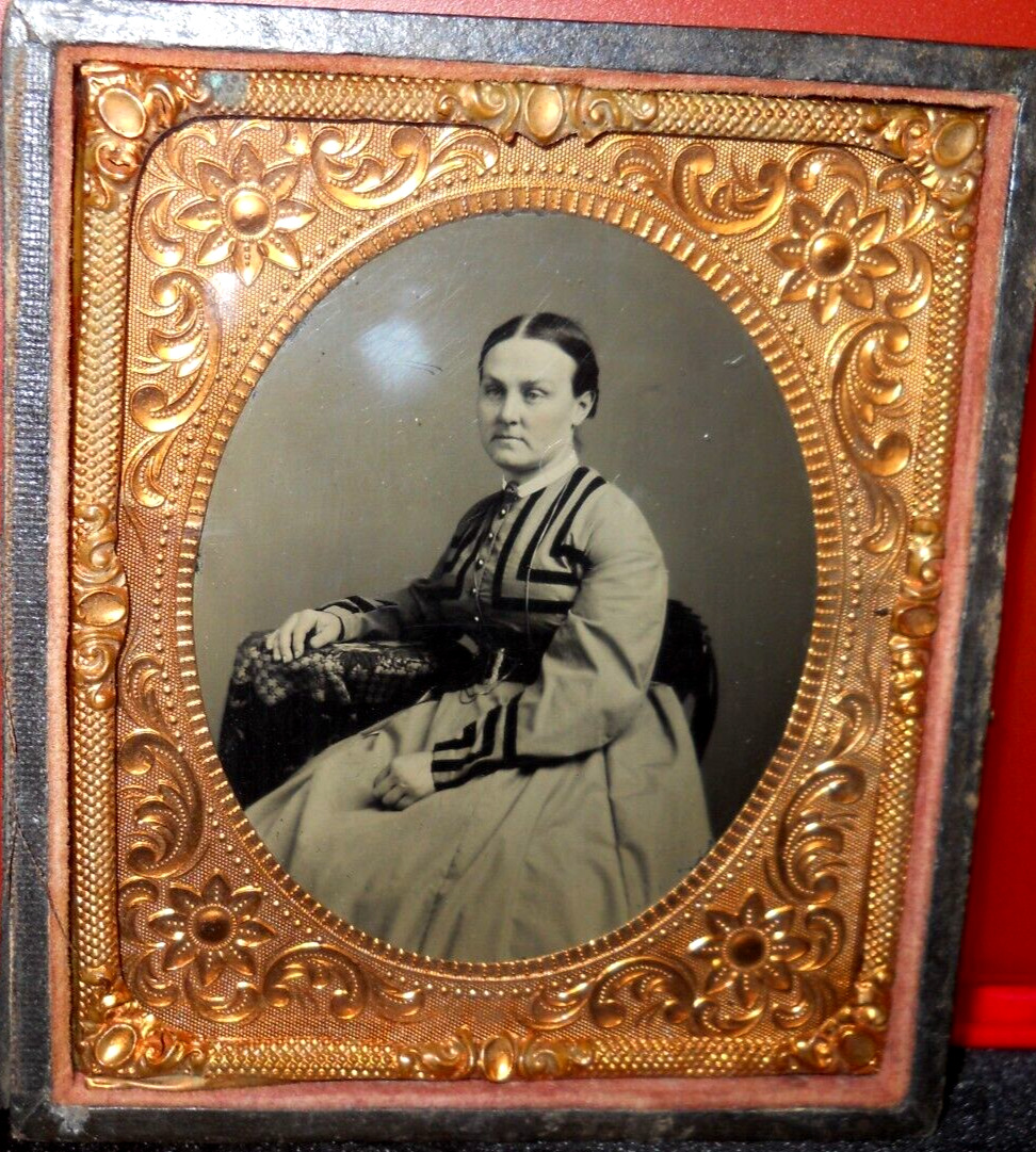 1/6th size Tintype of Martha Rogers Hanna in half case