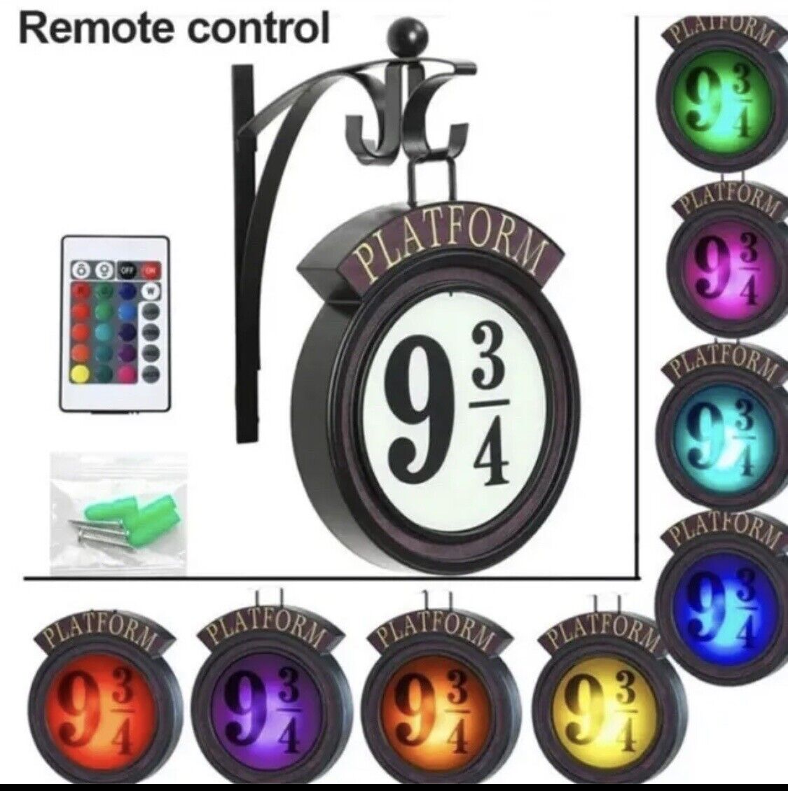 3D Harry Potter Platform 9 3/4 RGB Hanging Wall Light Lamp Hogwarts w/ Remote