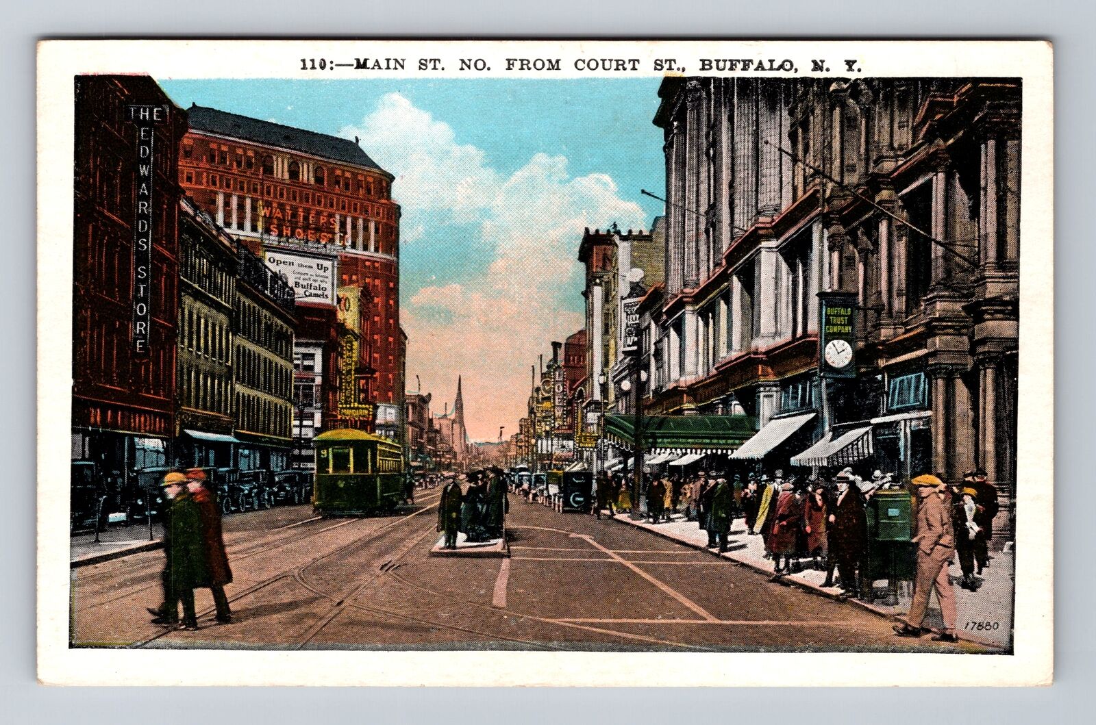 Buffalo NY-New York, Main Street, Business District, Antique Vintage Postcard