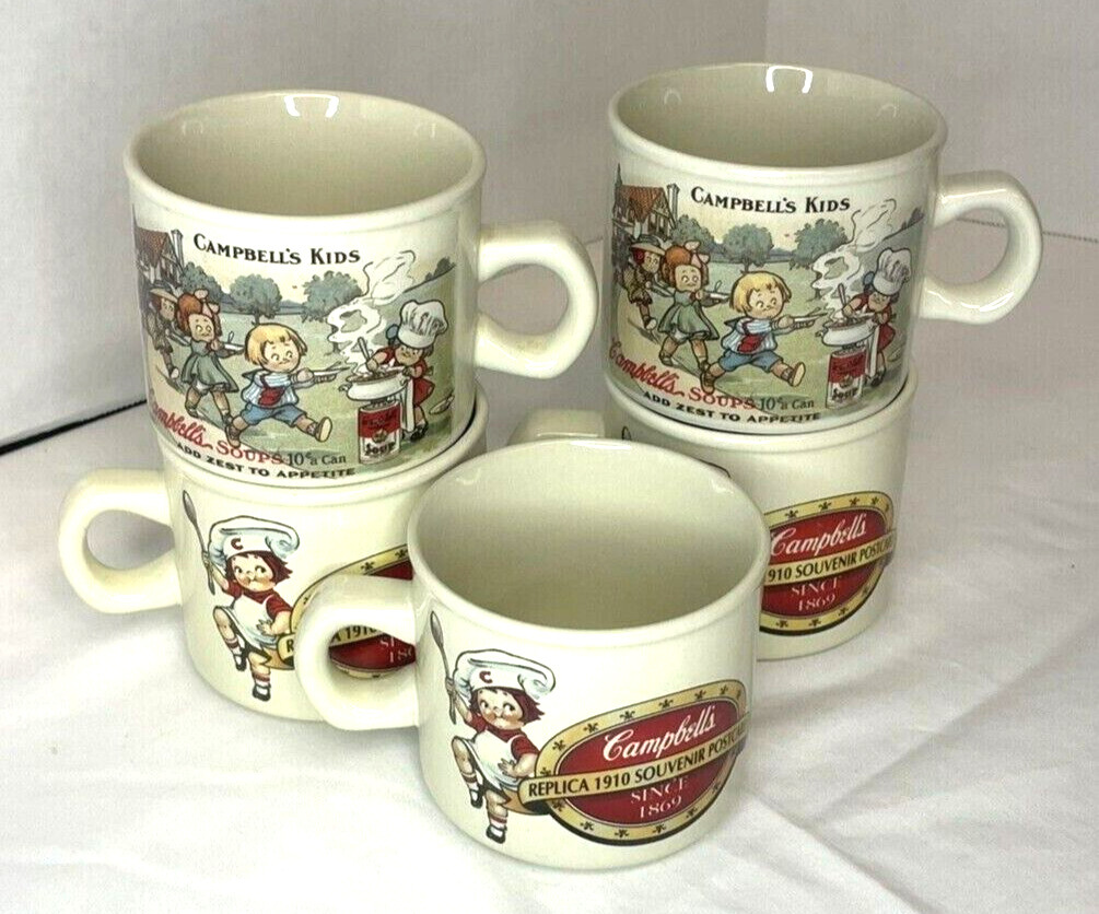 Vintage 1994 Westwood Campbell's Kids Large Replica Soup Mugs - Set of 5