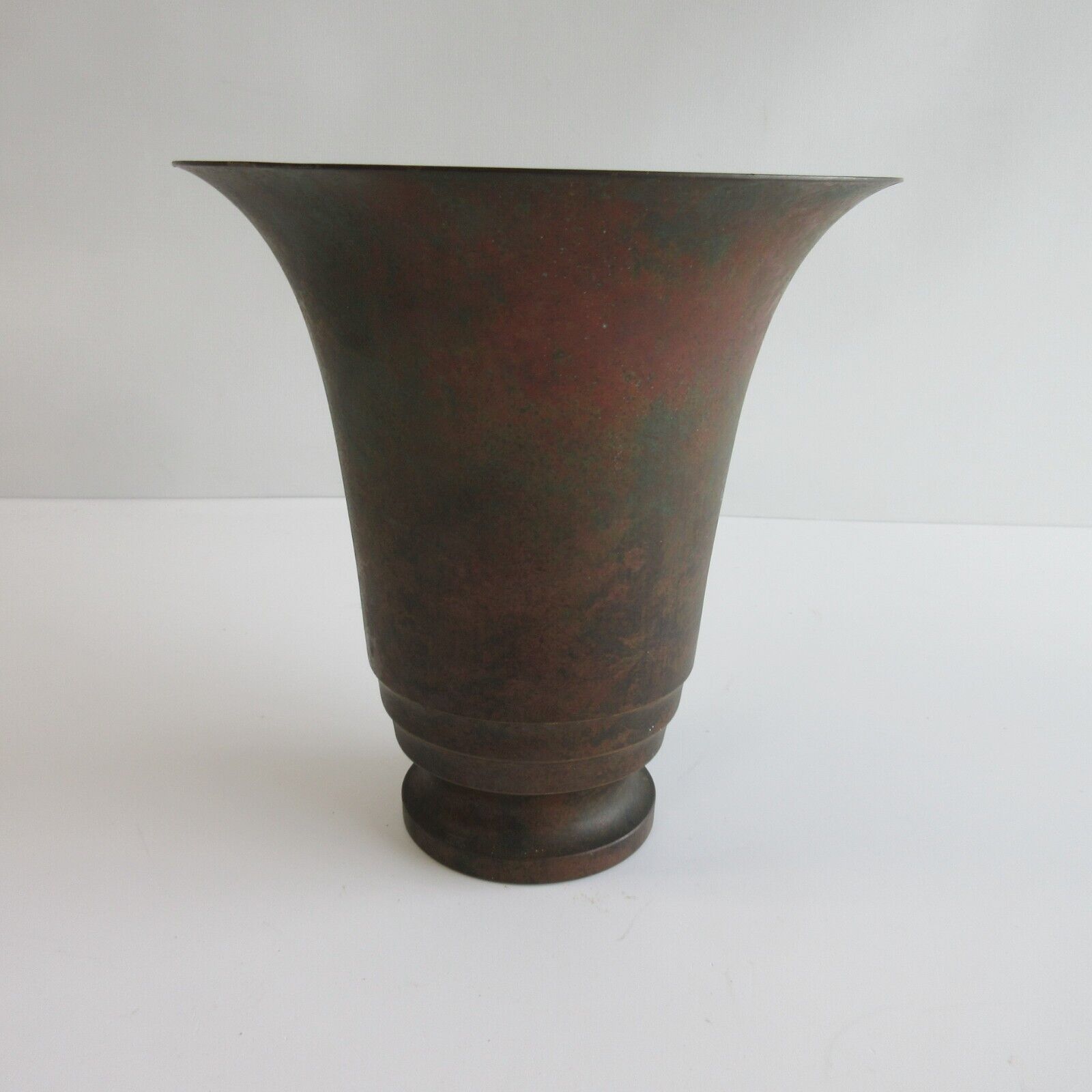 Vintage Art Deco Carl Sorensen Trumpet Vase 8” Bronze Patina Signed